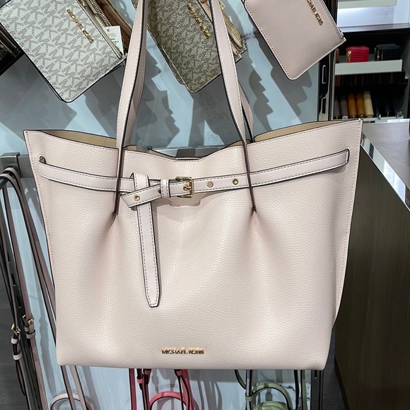 MICHAEL KORS Emilia Large Pebbled Leather Tote Bag POWDER BLUSH COLOR - Picture 7 of 16